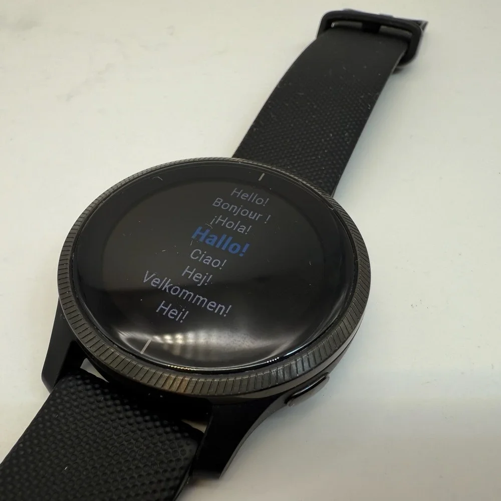 Garmin Venu GPS Smartwatch Black AMOLED Fitness‎ Watch Tested Working Charger